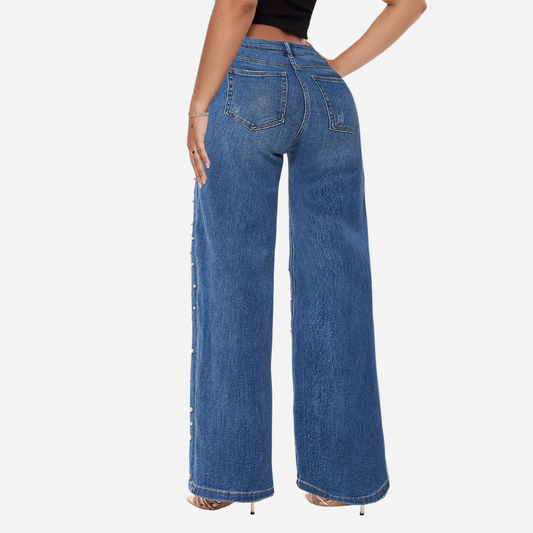 VELORA™ Mid-Low Rise Wide Leg BBL Jeans
