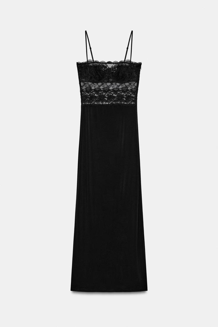 בתרגום לעברית: שמלת מידי משולבת תחרה – ARVENA™