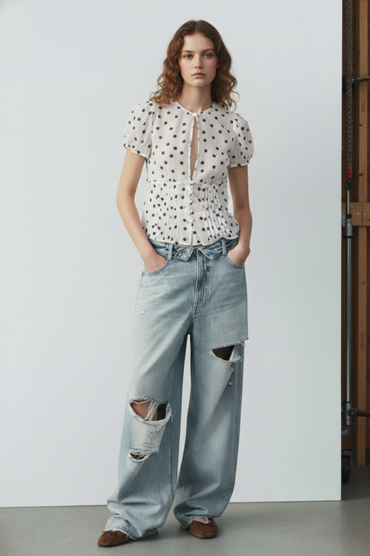 AURELIX™ Folded Waist Mid-Rise Jeans