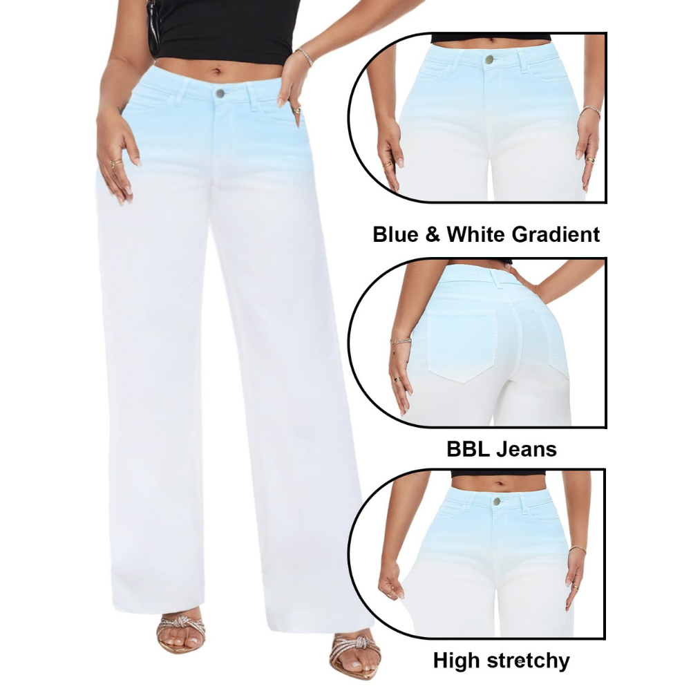 ג'ינס רחב בגזרה בינונית-נמוכה של MONARA™‎