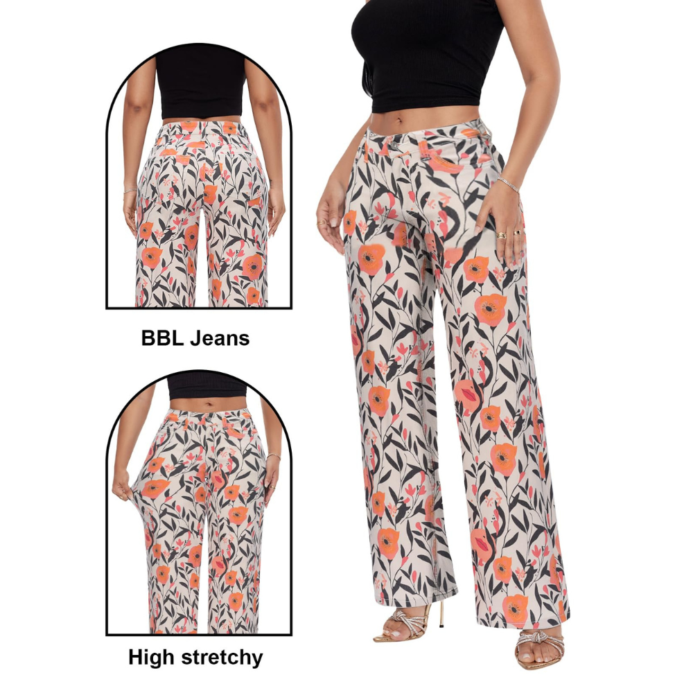 ג'ינס רחב בגזרה בינונית-נמוכה של MODEVA™‎