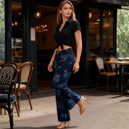 ג'ינס רחב בגזרה בינונית-נמוכה של MODEVA™‎