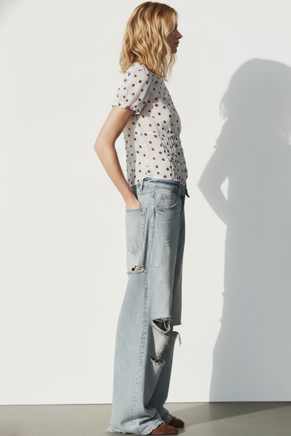 ג'ינס AURELIX™ בגזרת מותן בינונית עם קפל במותן